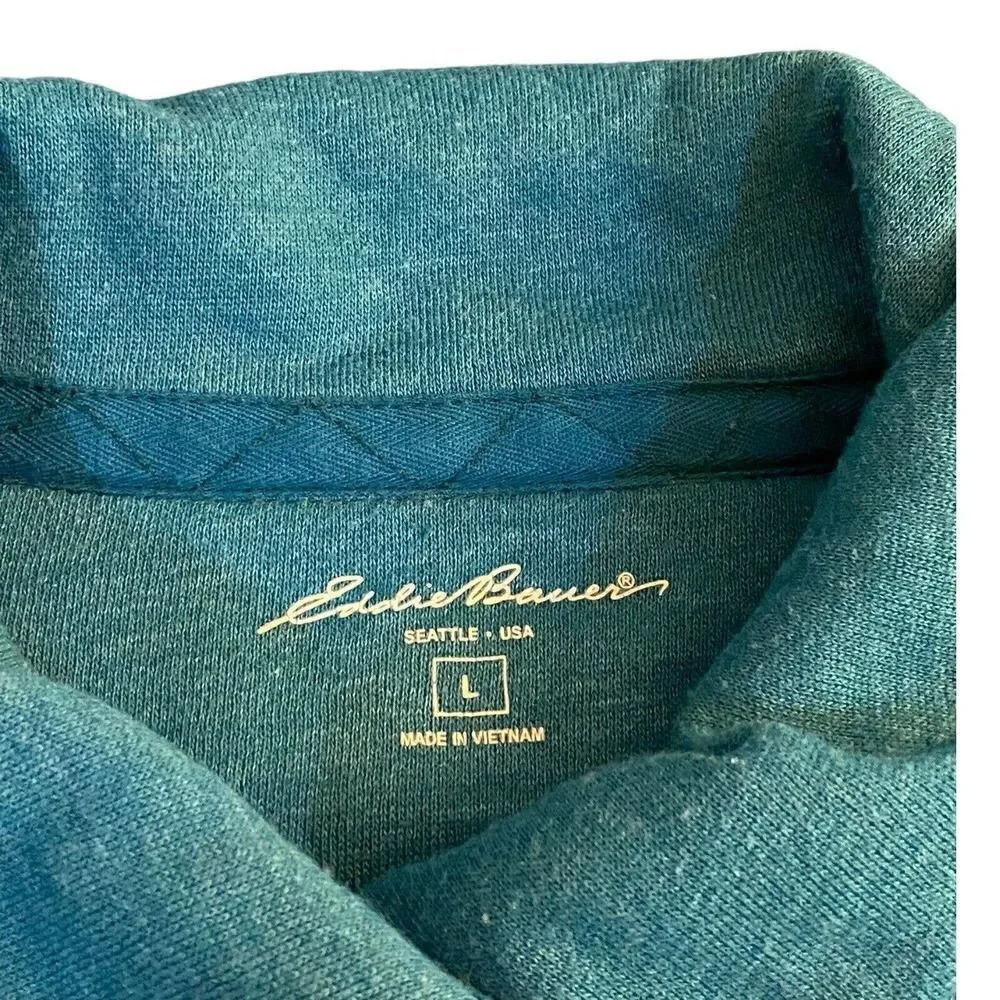 Eddie Bauer Women's Sz LG Teal Outdoor Fleece Lined Snap Button Front Jacket